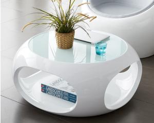 Wholesale Modern Home Furniture Fiberglass Hole Glass Top Round Centre Coffee Table from china suppliers