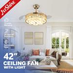 Three Blades 107cm Folding Chandelier Ceiling Fan Retractable Blades