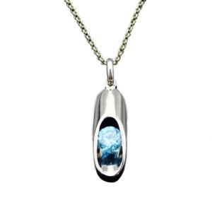 Wholesale 925 Silver 6mm Blue Topaz Cubic Zirconia Drop Pendant (YAQA1003) from china suppliers
