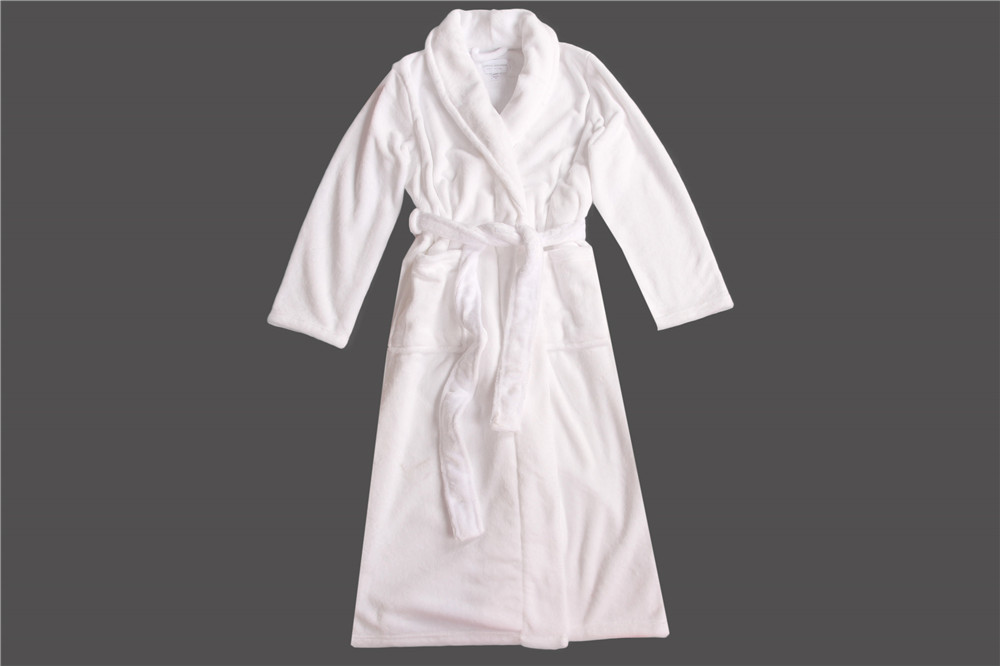 Stockpapa 100% Polyester Womens White Long Bathrobe For Winter