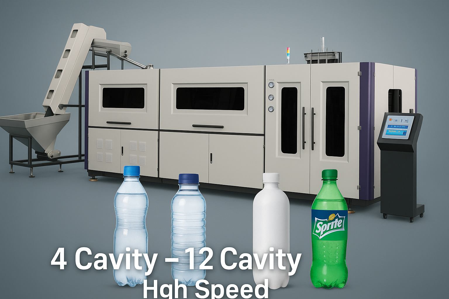 Used Automatic PET Blow Molding Machine with 8000kN Clamping Force for 2L Bottles and Mitsubishi PLC Control