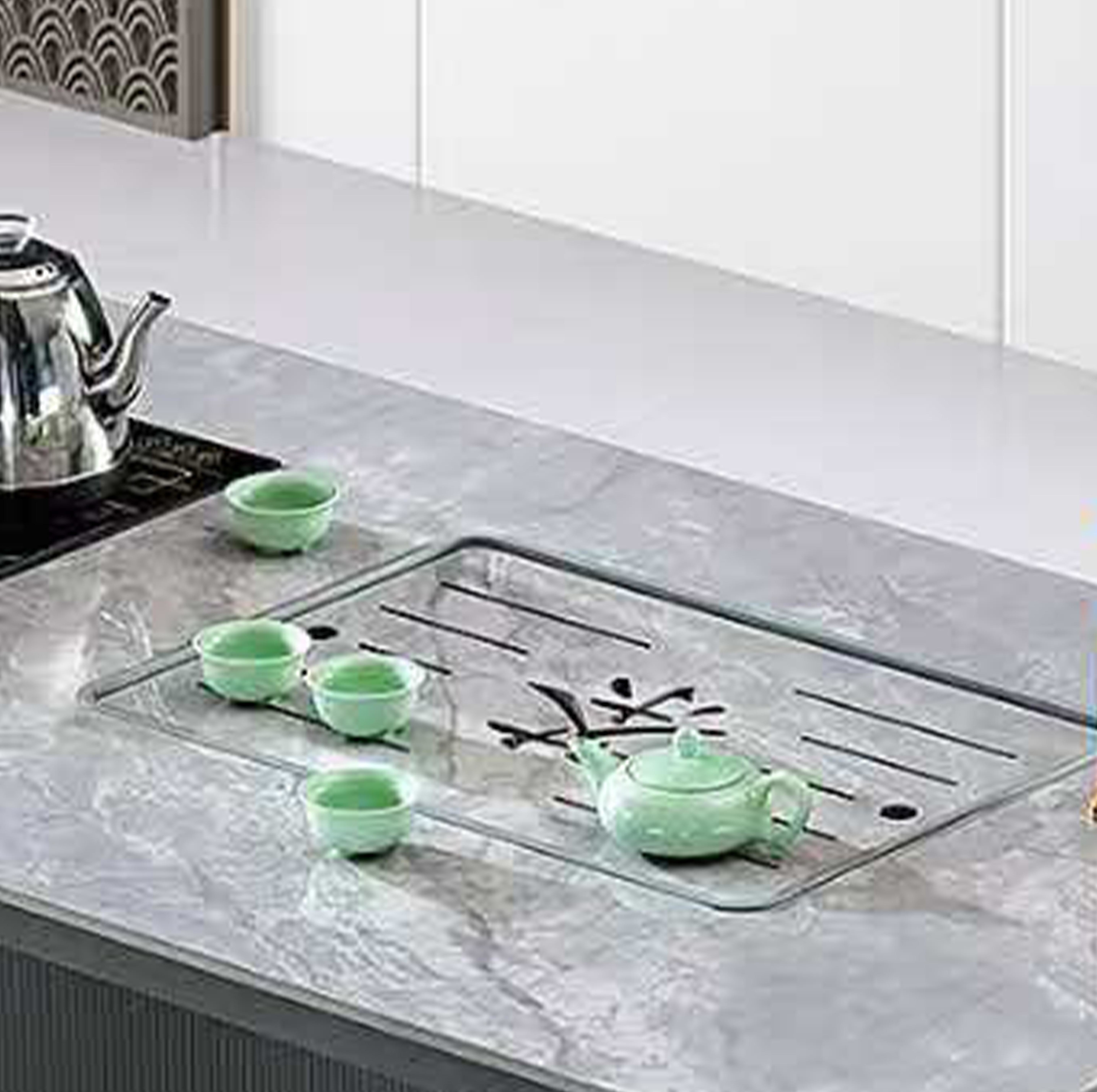 Modern Minimalist Tempered Glass Stainless Steel Fire Stone Fully Automatic Office Coffee Table