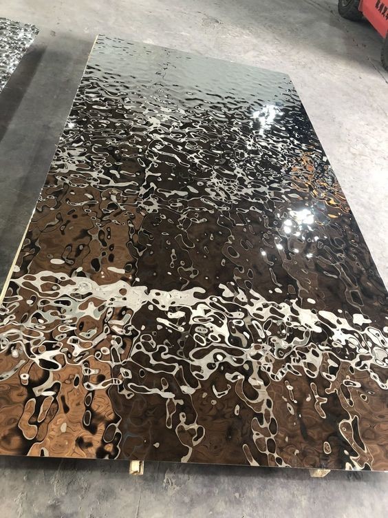 304 316 201 Mirror Polished Silve Colored Water Metal Water Finish Stainless Steel Rippled Sheet For Metal cladding