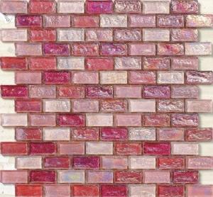 Wholesale Elegant rose red water waving glass mosaic tile for boutique decoration from china suppliers