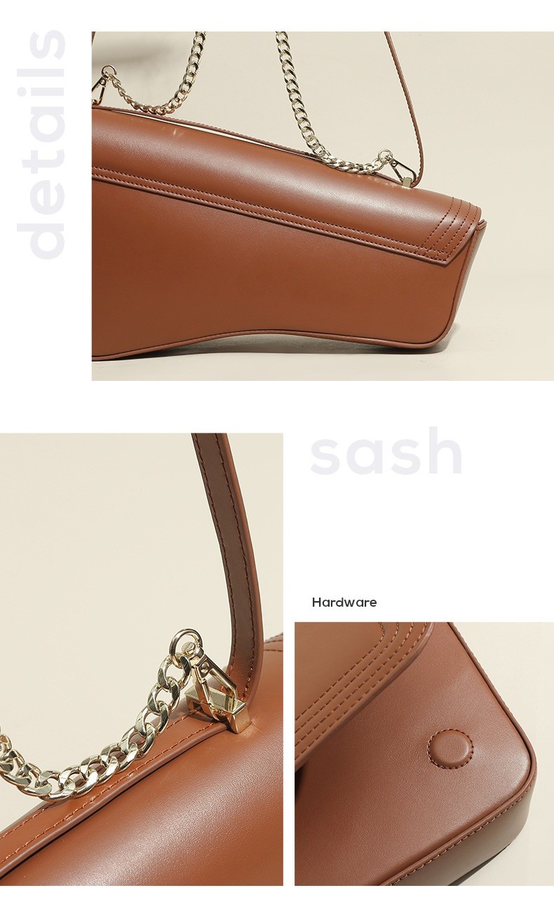 Ladies Shoulder Bag Genuine Leather Chain Strap Saddle Bags For Women
