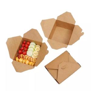 Wholesale 50pcs Biodegradable Kraft Paper Food Packaging 1000ml Disposable Meal Prep Containers from china suppliers