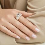 Micro Insert 18K Gold Plated Blue Topaz Enamel Fashion Women's Brass Rings