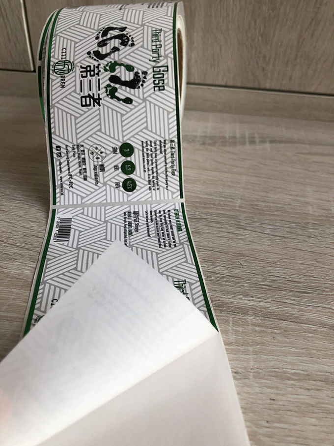 Green gold foil printed self-adhesive vinyl beverage packaging sticker label