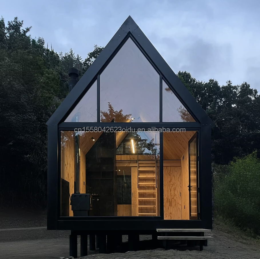 Modern Triangular Resort Hotel Prefab Container House with One Bed Bathroom Kitchen and Garden Features Sandwich Panel Door