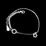 Two Hearts Design Silver Cubic Zirconia Bracelet For Young Ladies
