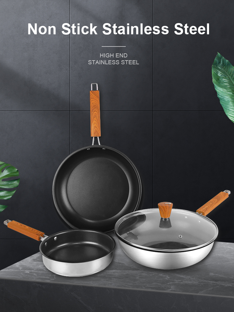Good Quality 4 pieces Stainless Steel Pot And Pans Cooking Set Non Stick Xylan Plus Cookware Set