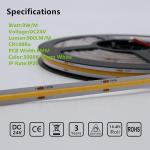 DC12V24V 8mm10mm 480Leds 3000K4000K6500K Warm Natural White flexible COB Led