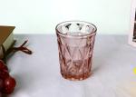 220ml Lead Free Hand Blown Colored Whisky Glasses , Diamond Pattern Glass