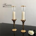 ZT-014G Single Crystal Golden Metal Candles Holder Wedding Centerpieces