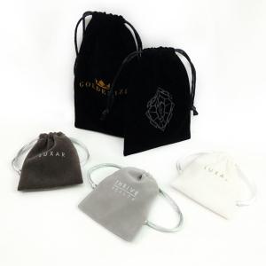 Wholesale Custom Order Accepted Gold Stamping Hot Foil Drawstring Velvet Jewelry Pouch from china suppliers