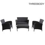 Black Modern Rattan Garden Sofa Set , All Weather Wicker Garden Furniture