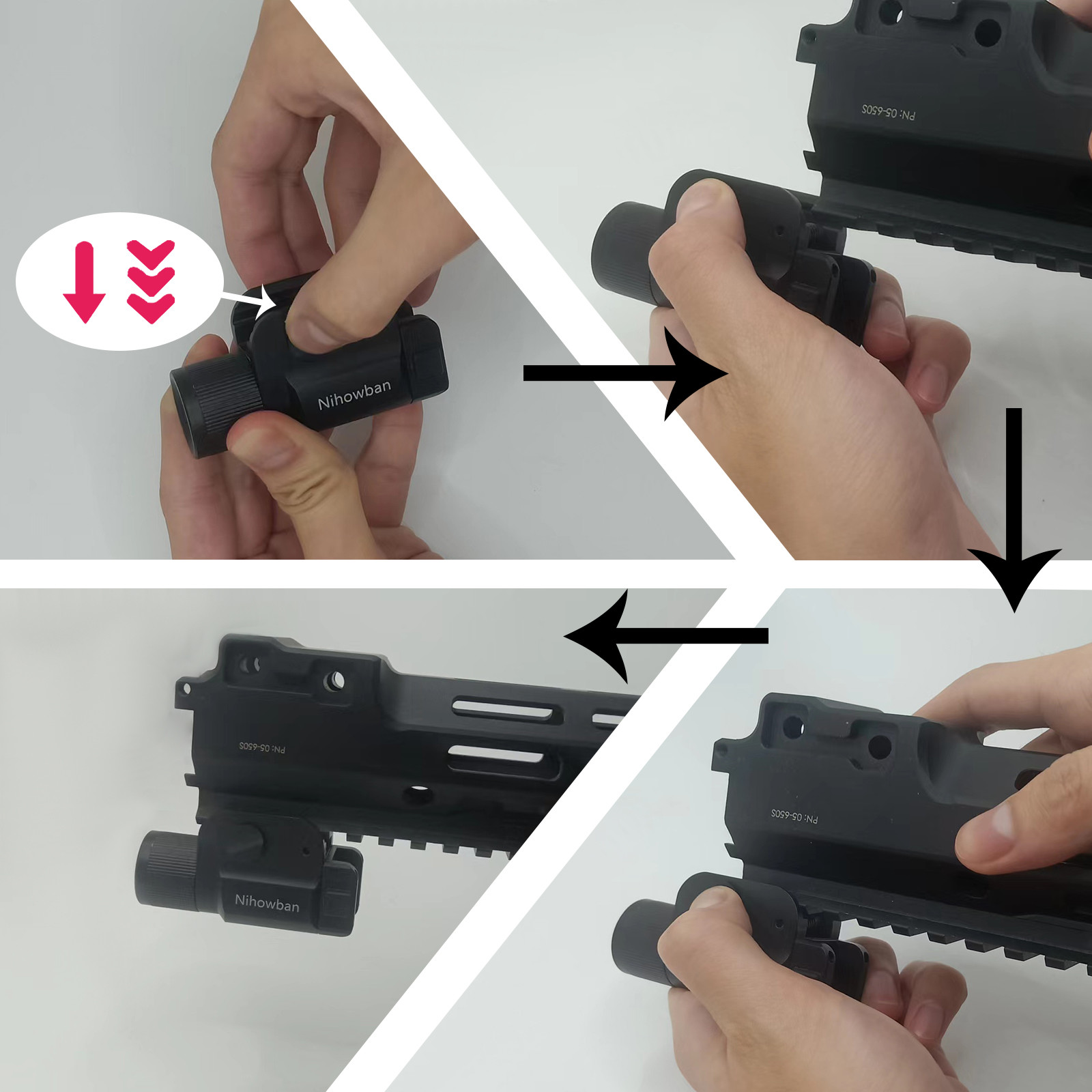 IPX4 Pistol Laser Flashlight 800 Lumens Rechargeable Tactical Laser Flashlight