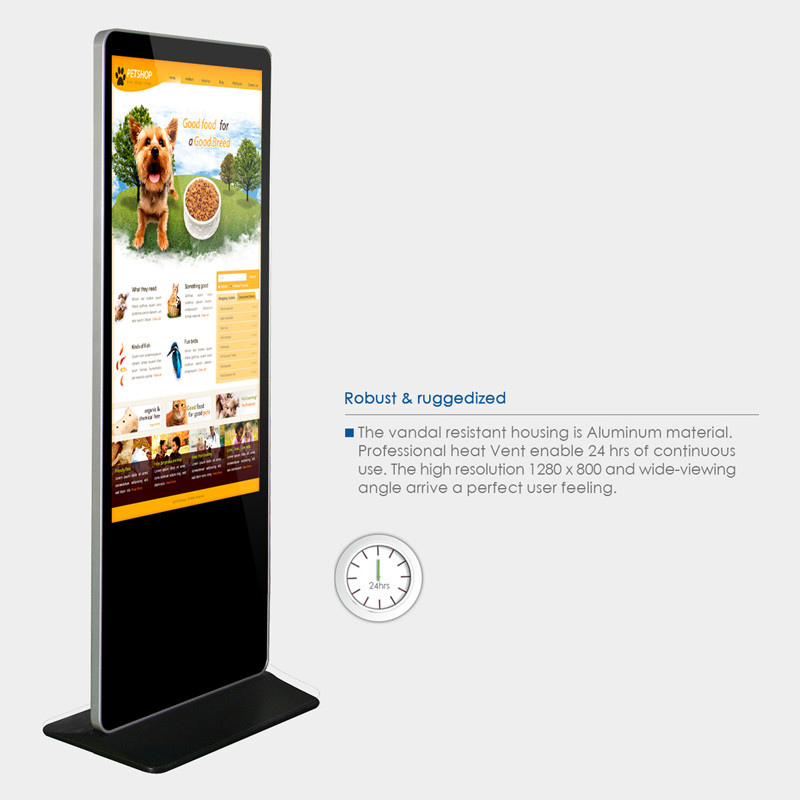 Interactive Infrared Touch 55 Inch Floor Standing LCD Display Capacitive Touch Screen