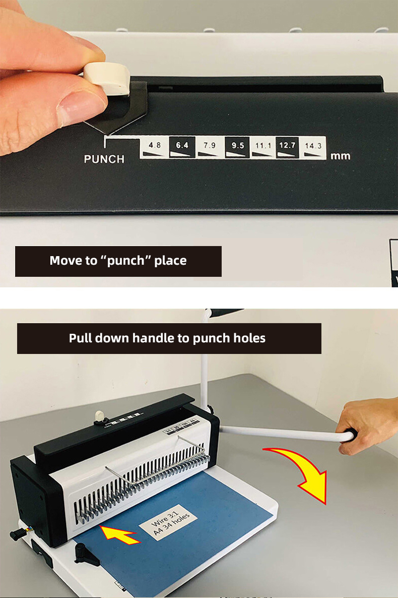 Double Loop Wire Book Binder 34 Hole Notebook Binding Punching Machine