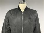 Slim Fit Mock Suede Mens Baseball Jacket With Metal Zip Rib Collar TW66041