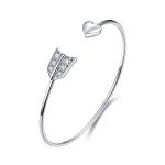 Rhodium Plated Cupid'S Arrow Bracelet 3.0mm White Gold Bangle Womens