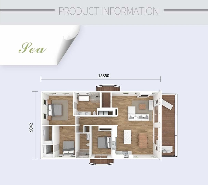 1.5mm Vinyl Flooring Prefab Mobile House Kits AS/NZS 4600 Light Steel Frame