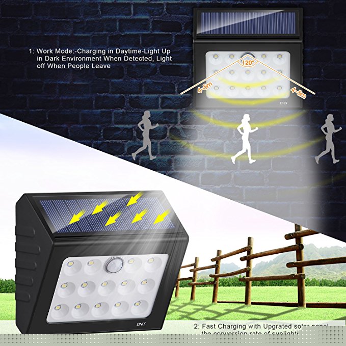 Portable 140lm Solar Motion Sensor Fence Lights / Ce FCC Solar Waterproof Wall Light