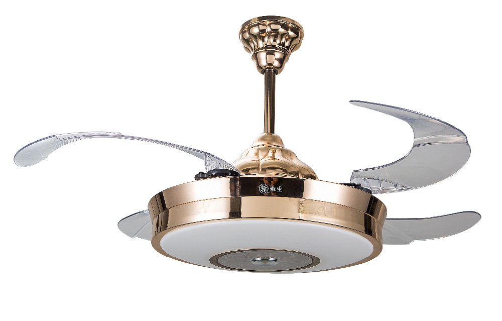 Bladeless 5250lm 70W 42 Inch Retractable Ceiling Fan Light With Remote Control