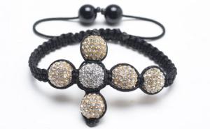 Wholesale Shamballa Cross Bracelet, Clear Crystal Pave Alloy Beads from china suppliers