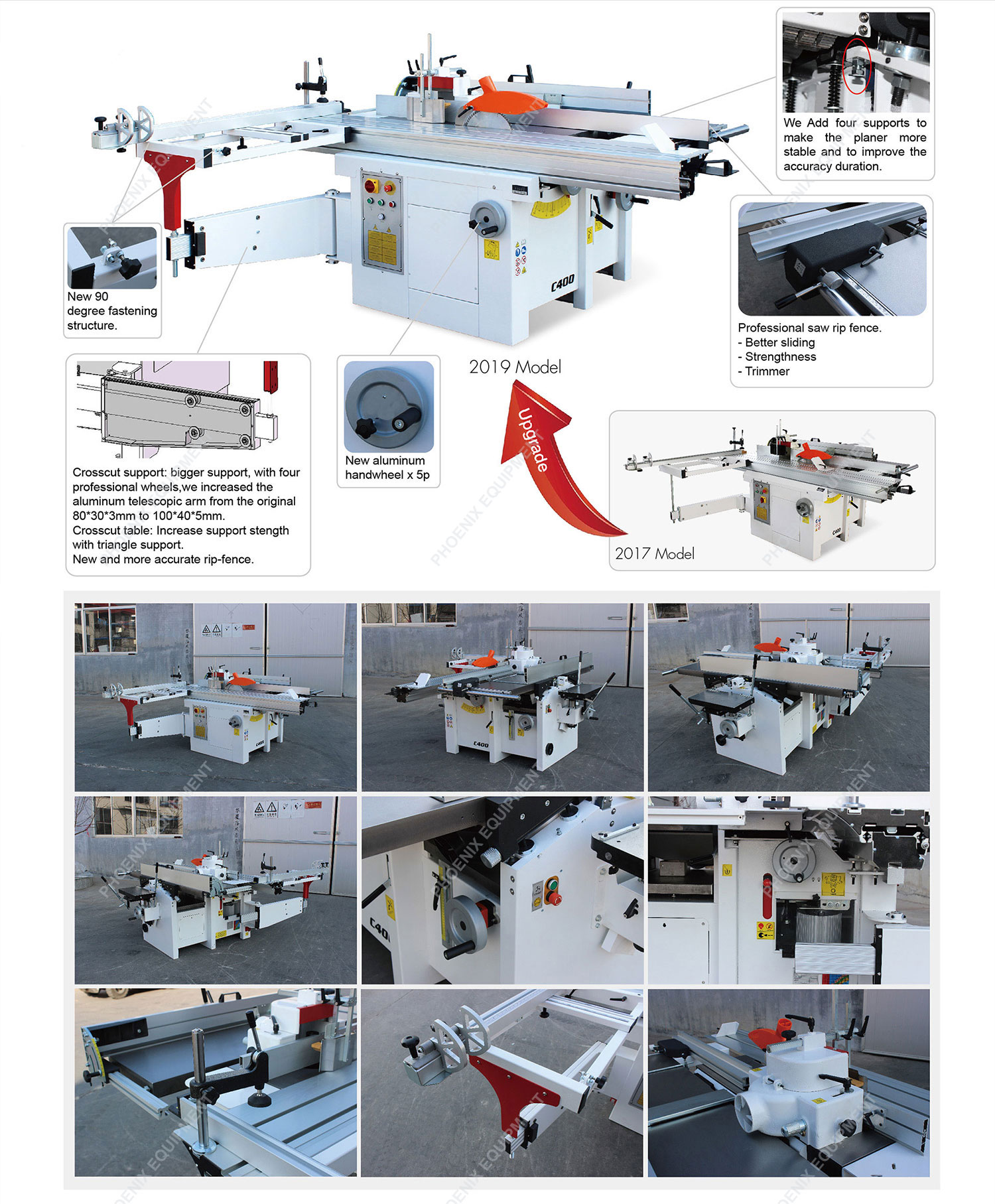 5 in 1 Horizontal Wood Multifunction Woodworking Combination Machine for Professional