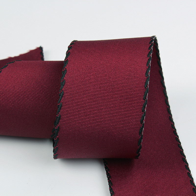 10mm-38mm Stitched Polyester Grosgrain Ribbon ISO9001 Solid Pattern