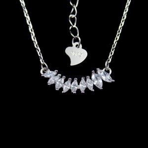 Wholesale Nine Diamond Shape Zircon Simple Sterling Silver Heart Necklace 16 X 5mm from china suppliers