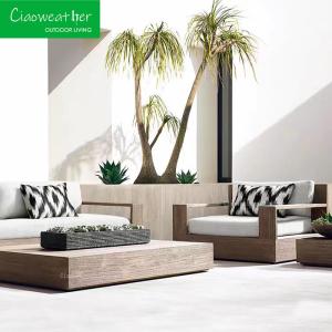 Wholesale Outdoor Furniture Luxury Hotel Modern Waterproof Wooden Sofa Set for Patio Leisure Teak Wood Waterproof Set from china suppliers