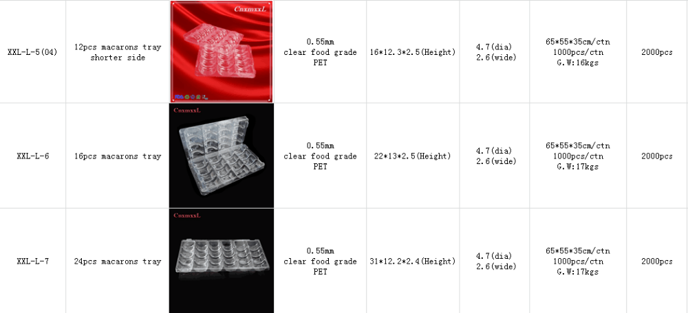 macaron box packaging plastic inner tray clear plastic tray macaron holder blister tray for big size 6pcs macaron