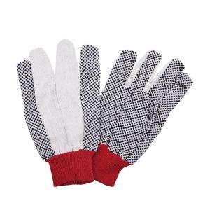 Wholesale 6OZ Cotton Canvas Liner Black PVC Dotted Work Gloves for Construction Protection from china suppliers