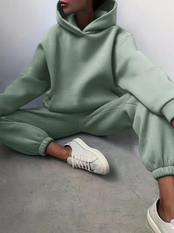 Solid Casual Pullover Elastic Sportswear Tracksuits Long Sleeve Women Hoodies