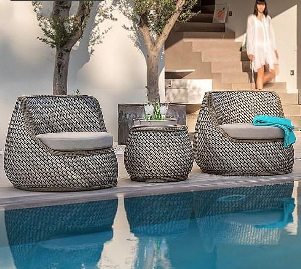 High-End Hand Knitted Chair Outdoor Villa Hotel Garden PE Rattan Sofa And Table