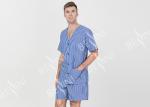 Comfy Mens Shorts Sleepwear V Neck , Anti Shrink Summer Mens T Shirt Pyjamas