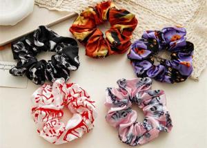Wholesale Halloween festival satin printed scrunchies headdress women's headstring elastic band hair accessories OEM logo from china suppliers