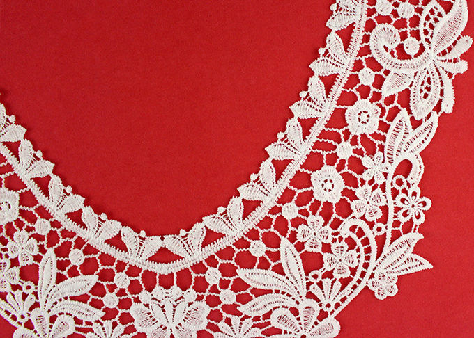 OEM Floral Guipure Lace Collar Applique With Heavy Embroidery By OEKO TEX 100