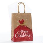 Reusable Christmas Kraft Paper Packaging Bags With Handles Offset Printing