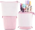 Telescopic Pencil Bag Pen Holder Stationery Case, PU Corduroy Stand-up