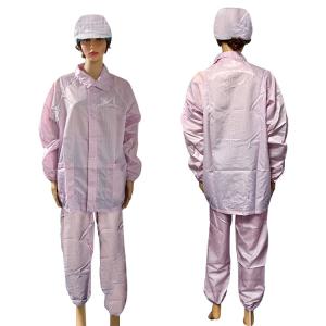 Wholesale Lab Polyester ESD Antistatic Split Suit 5mm Grid Pink Special Design from china suppliers