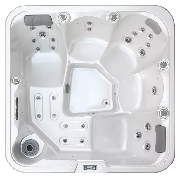 White 5-Person Acrylic Corner LED Light Hydrotherapy Hot Tub E-371S