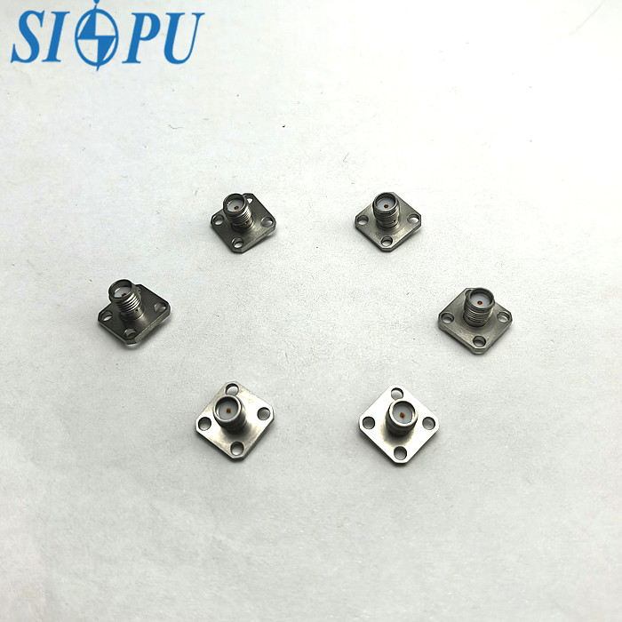 SMA flange mounted socket female slotted RF coaxial connector