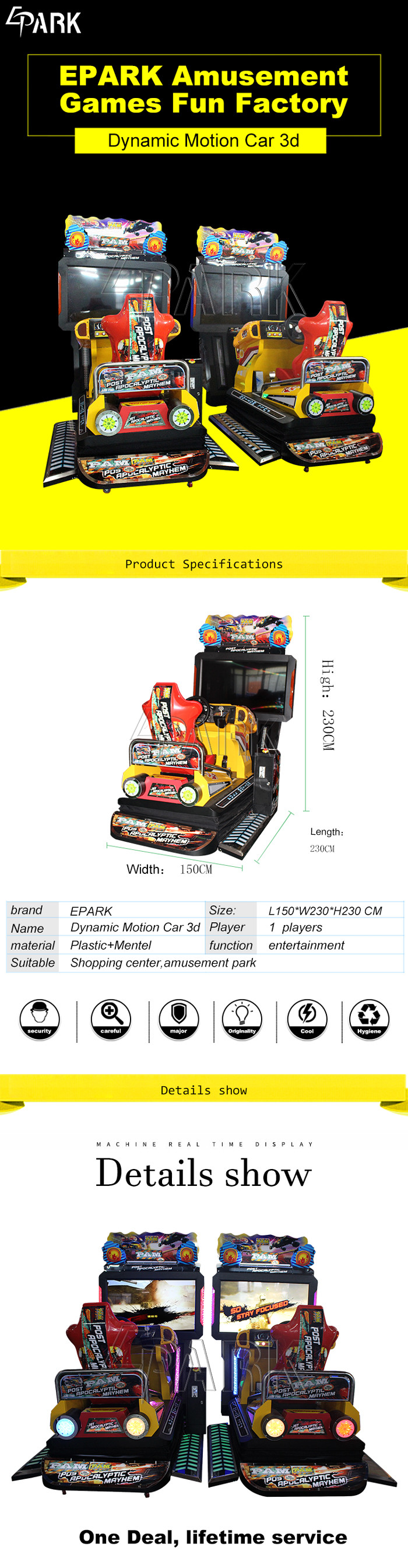 55" LCD 3D Film Arcade Game Racing Video Motion Simulator With Dynamic Seat