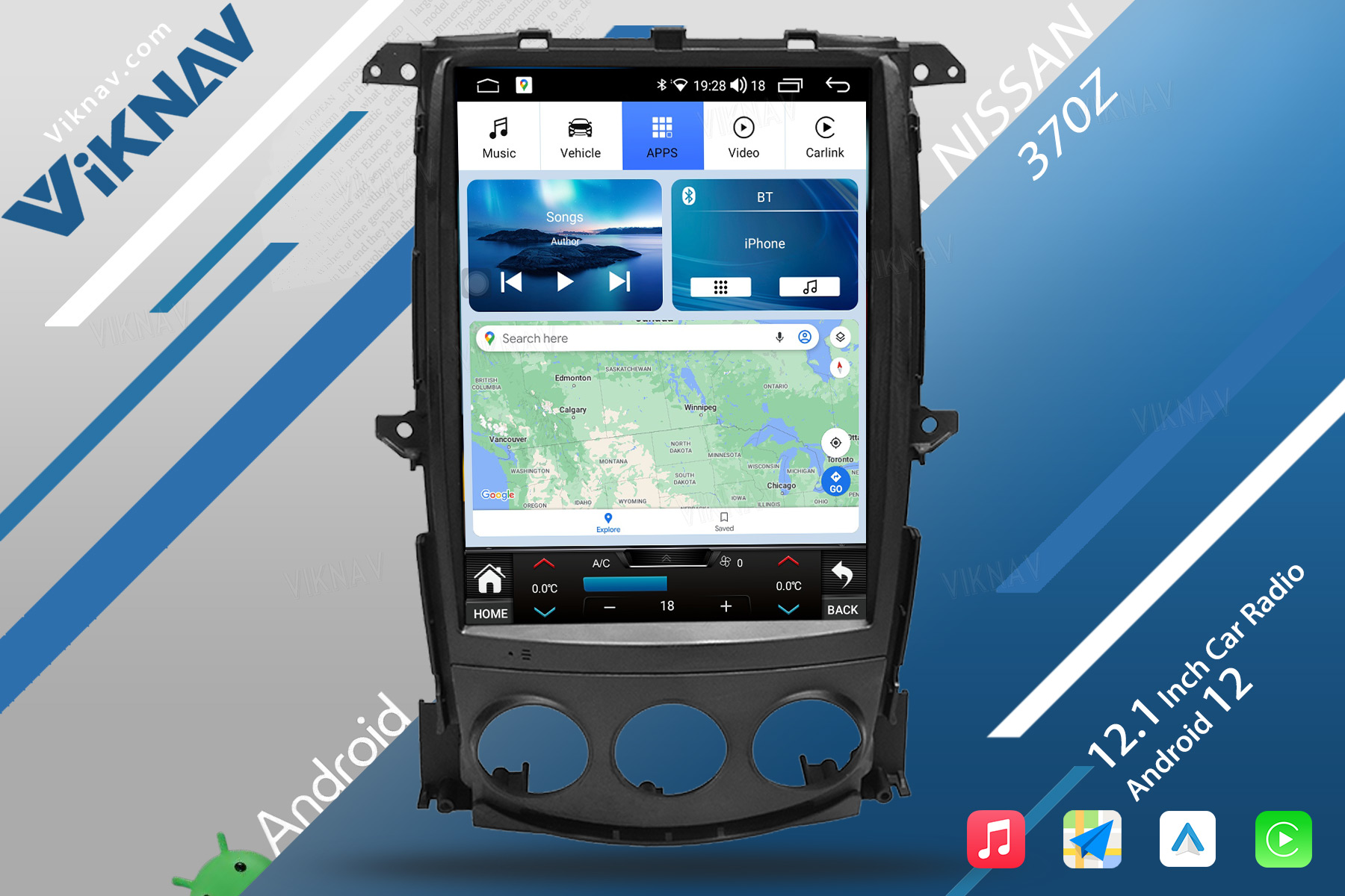 12.1 Inch 2008-2018 Nissan 370Z Stereo Touch Screen Radio Replacemet 4G