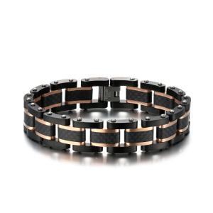 Wholesale Fashion Plating Rose Gold Stainless Steel Bracelet Jewelry Watch Mens Punk Bracelets from china suppliers