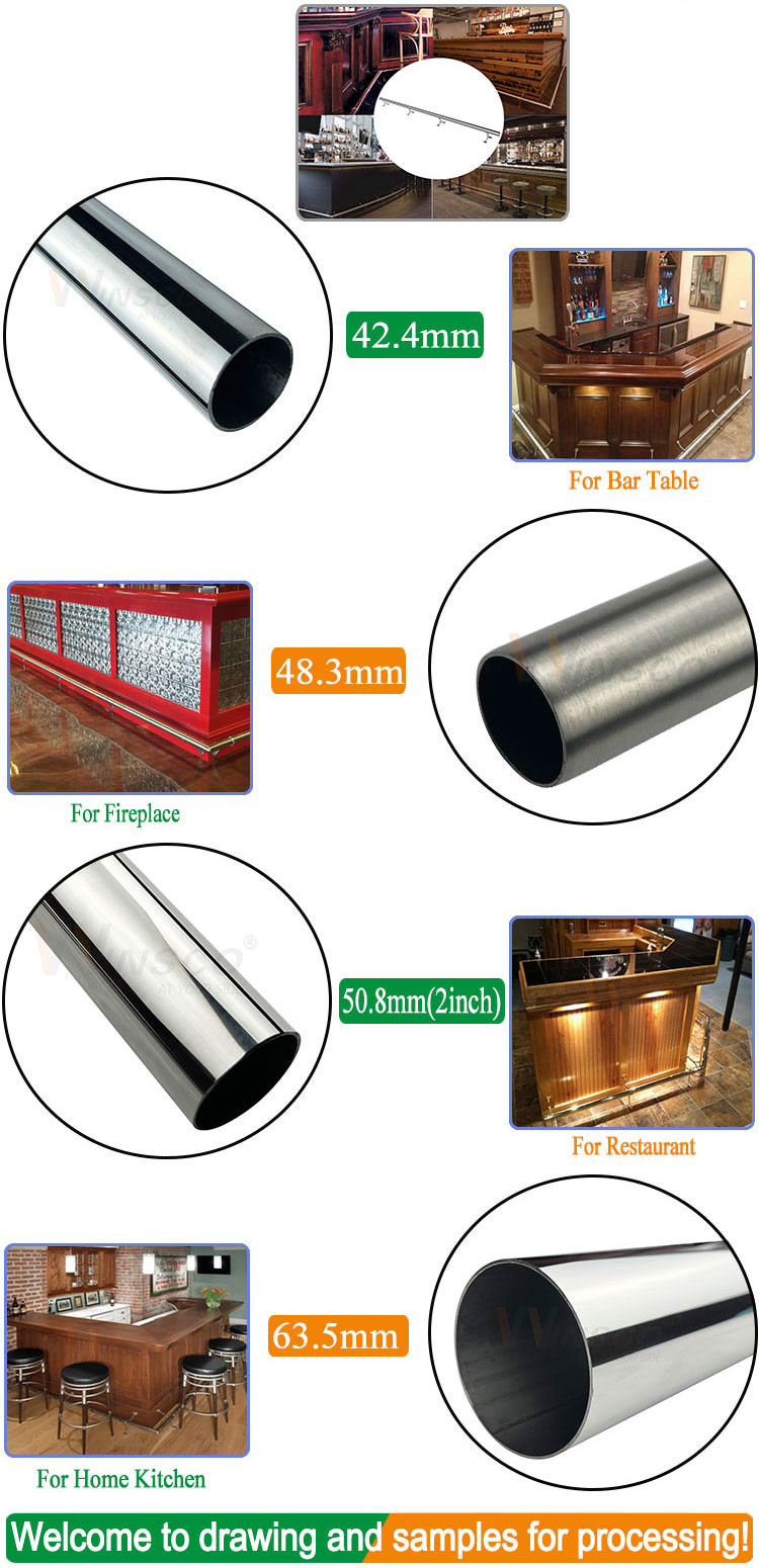 42.4mm 48.3mm 63.5mm Stainless Steel Inox Round Pipe Polished Matt Colored Surface Foot Rail Tube 201 304 316