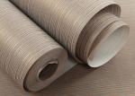 Removable Non - woven Modern Flock Wallpaper Embossed Coffee Color